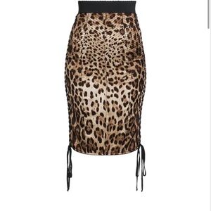Authentic Dolce&Gabbana Leopard Stretch Satin/Silk Skirt SM to Med.Open 2 Offers